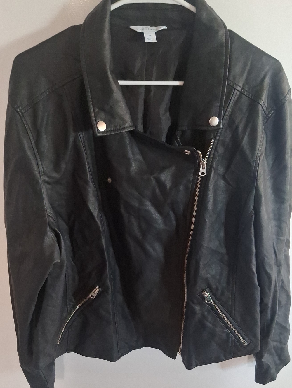 Faux Leather Moto Jacket - Black - Boutique 9